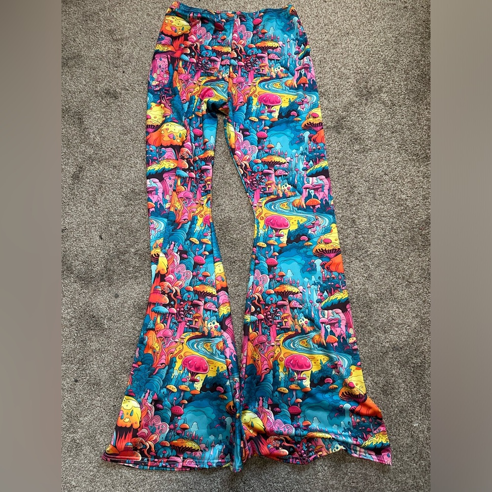 iHeartRaves Multicolor Psychedelic Flare Pants